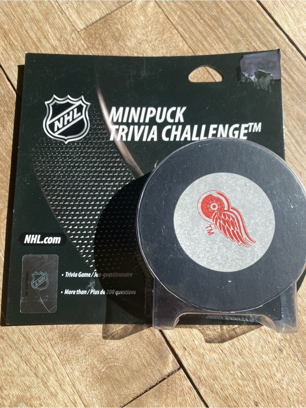 NHL Minipuck with Red Detroit Red Wings Emblem on Black 2018